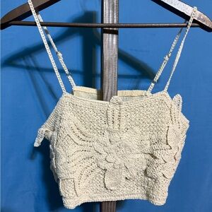 Elegant Natural color Crochet Women Top